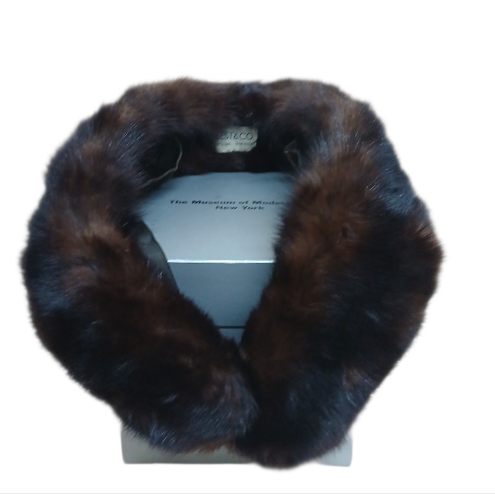 Best & Co Vintage Brown Fur Collar Scarf With Box